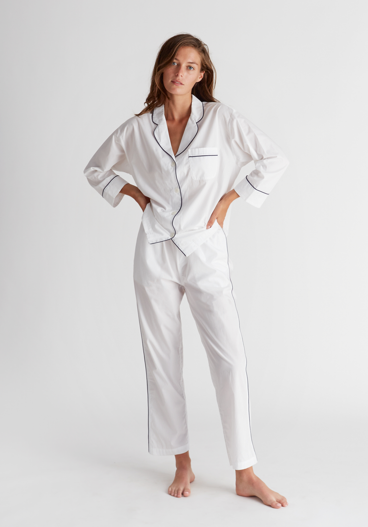 SLEEPY JONES | Marina Pajama Set in White Poplin - Women's Pajama Sets
